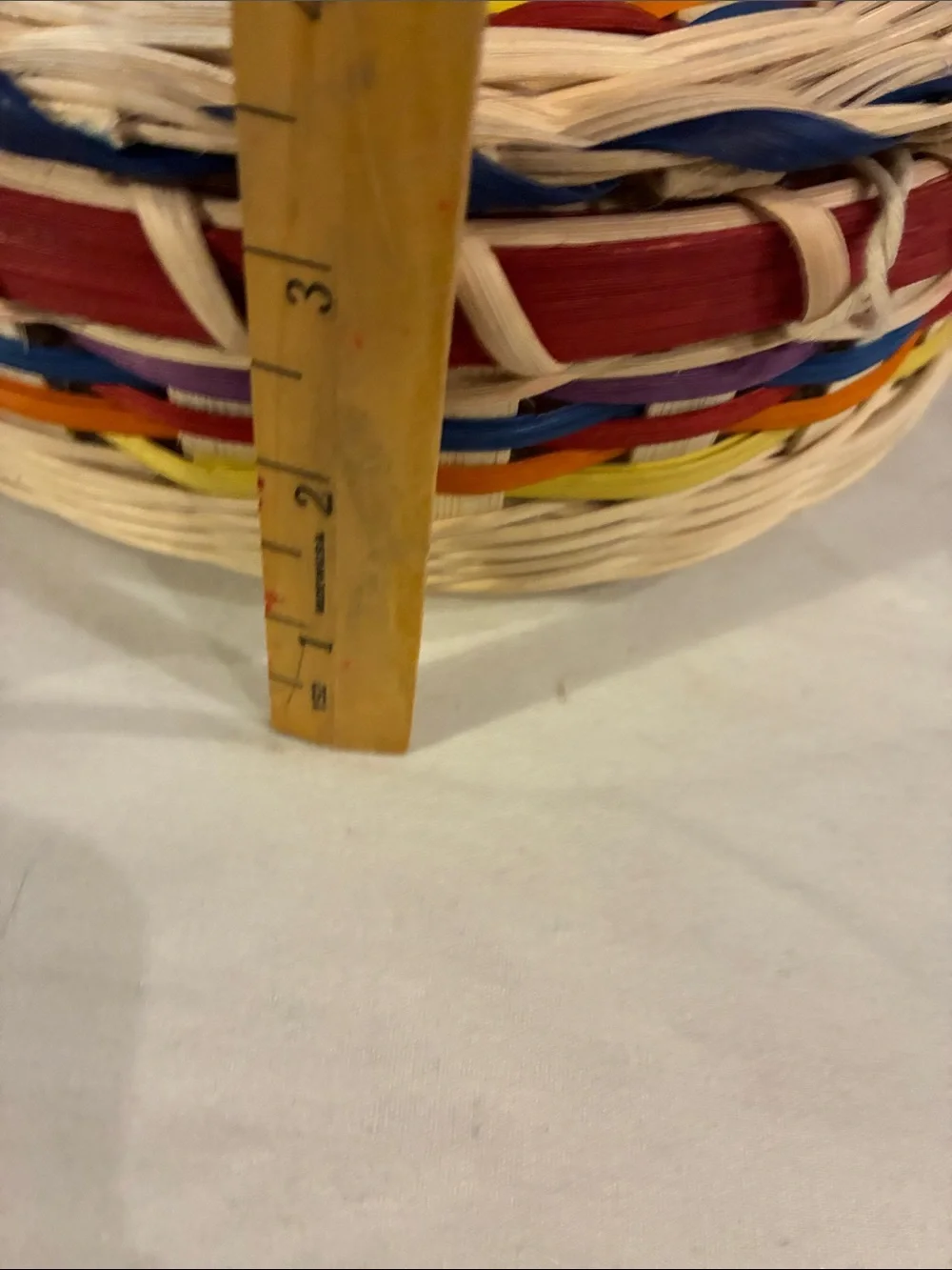 Handwoven Tortilla Basket Natural Wicker Basket Multicolor Accent Lid Wood Knob